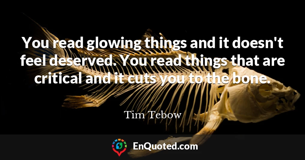 You read glowing things and it doesn't feel deserved. You read things that are critical and it cuts you to the bone.