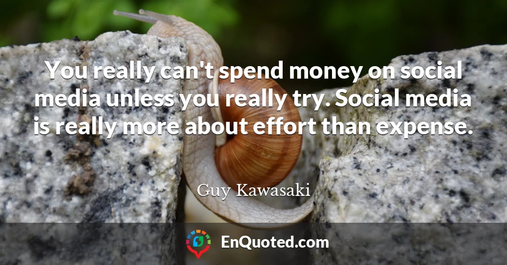 You really can't spend money on social media unless you really try. Social media is really more about effort than expense.