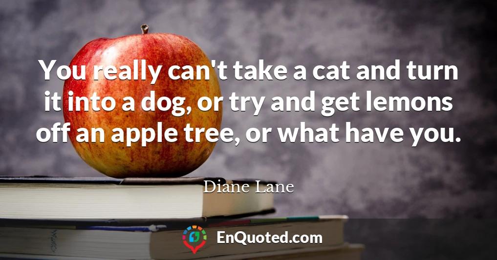 You really can't take a cat and turn it into a dog, or try and get lemons off an apple tree, or what have you.
