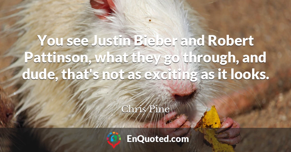You see Justin Bieber and Robert Pattinson, what they go through, and dude, that's not as exciting as it looks.