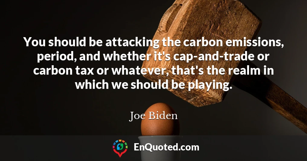 You should be attacking the carbon emissions, period, and whether it's cap-and-trade or carbon tax or whatever, that's the realm in which we should be playing.