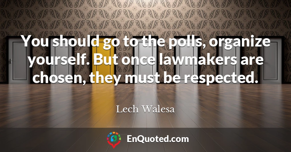 You should go to the polls, organize yourself. But once lawmakers are chosen, they must be respected.