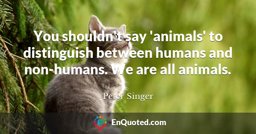 You shouldn't say 'animals' to distinguish between humans and non-humans. We are all animals.