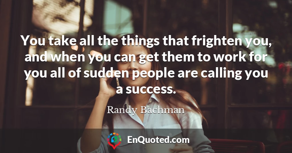 You take all the things that frighten you, and when you can get them to work for you all of sudden people are calling you a success.