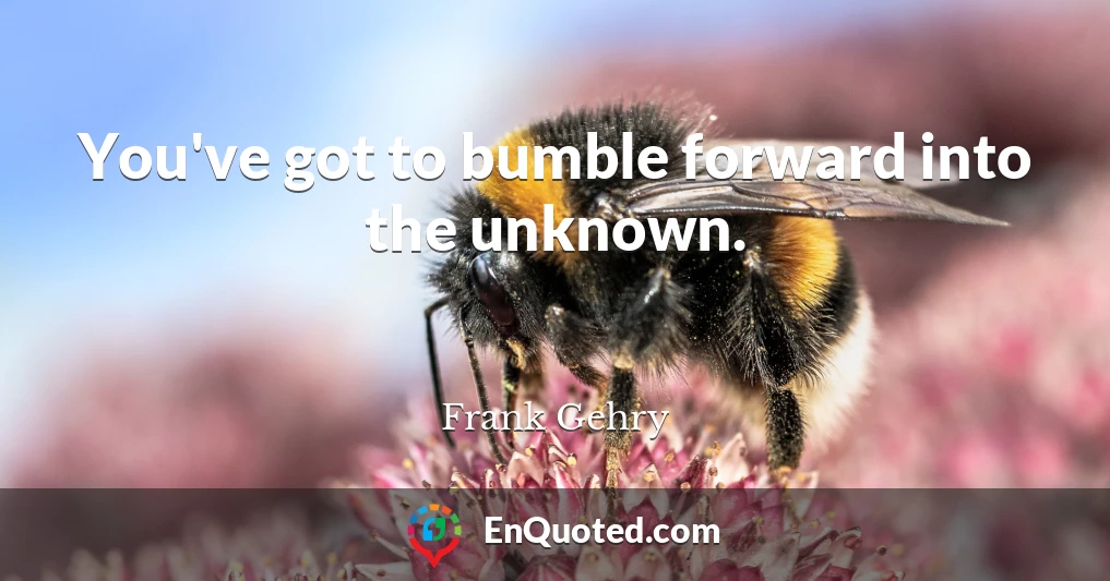 You've got to bumble forward into the unknown.