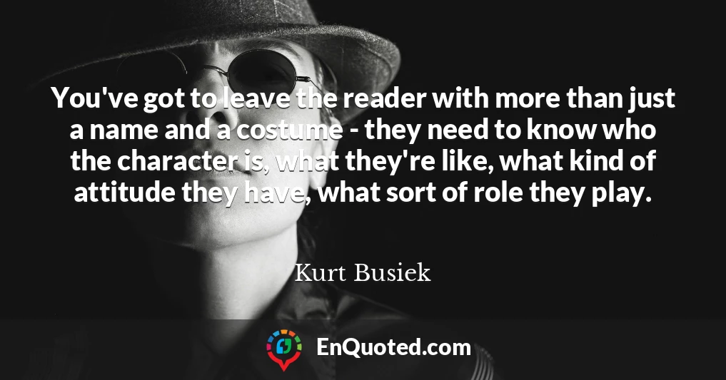 You've got to leave the reader with more than just a name and a costume - they need to know who the character is, what they're like, what kind of attitude they have, what sort of role they play.