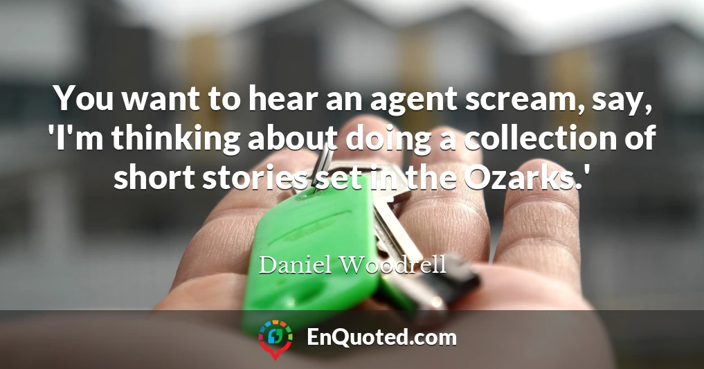 You want to hear an agent scream, say, 'I'm thinking about doing a collection of short stories set in the Ozarks.'