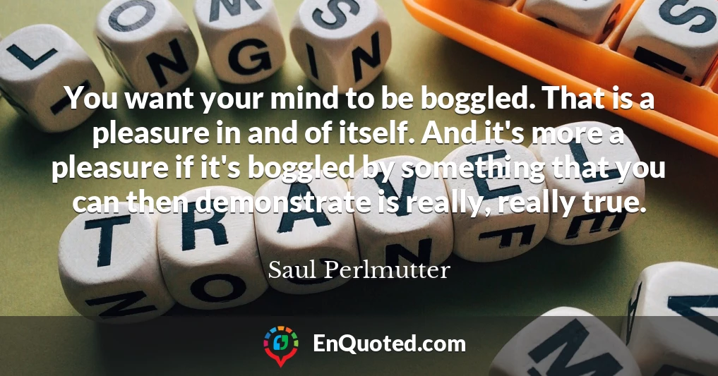 You want your mind to be boggled. That is a pleasure in and of itself. And it's more a pleasure if it's boggled by something that you can then demonstrate is really, really true.