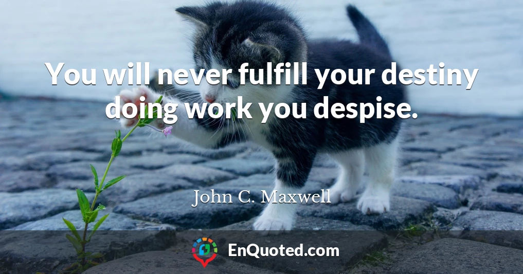 You will never fulfill your destiny doing work you despise.