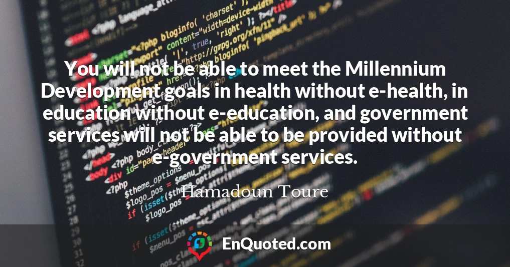 You will not be able to meet the Millennium Development goals in health without e-health, in education without e-education, and government services will not be able to be provided without e-government services.