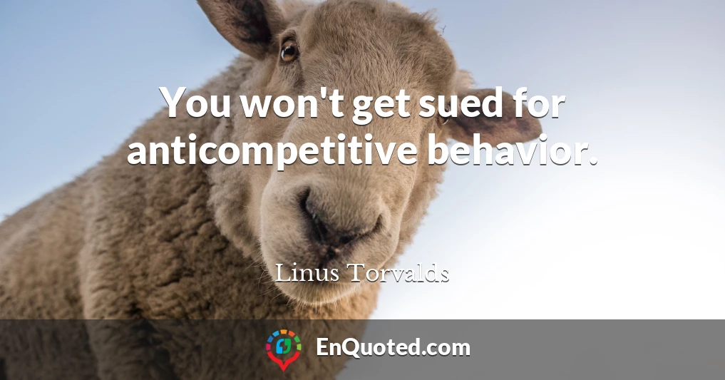 You won't get sued for anticompetitive behavior.