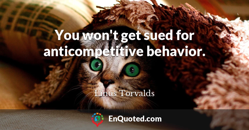 You won't get sued for anticompetitive behavior.