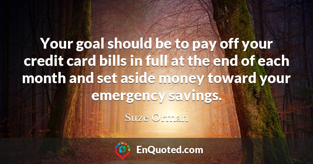 Your goal should be to pay off your credit card bills in full at the end of each month and set aside money toward your emergency savings.