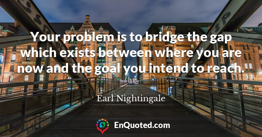 Your problem is to bridge the gap which exists between where you are now and the goal you intend to reach.